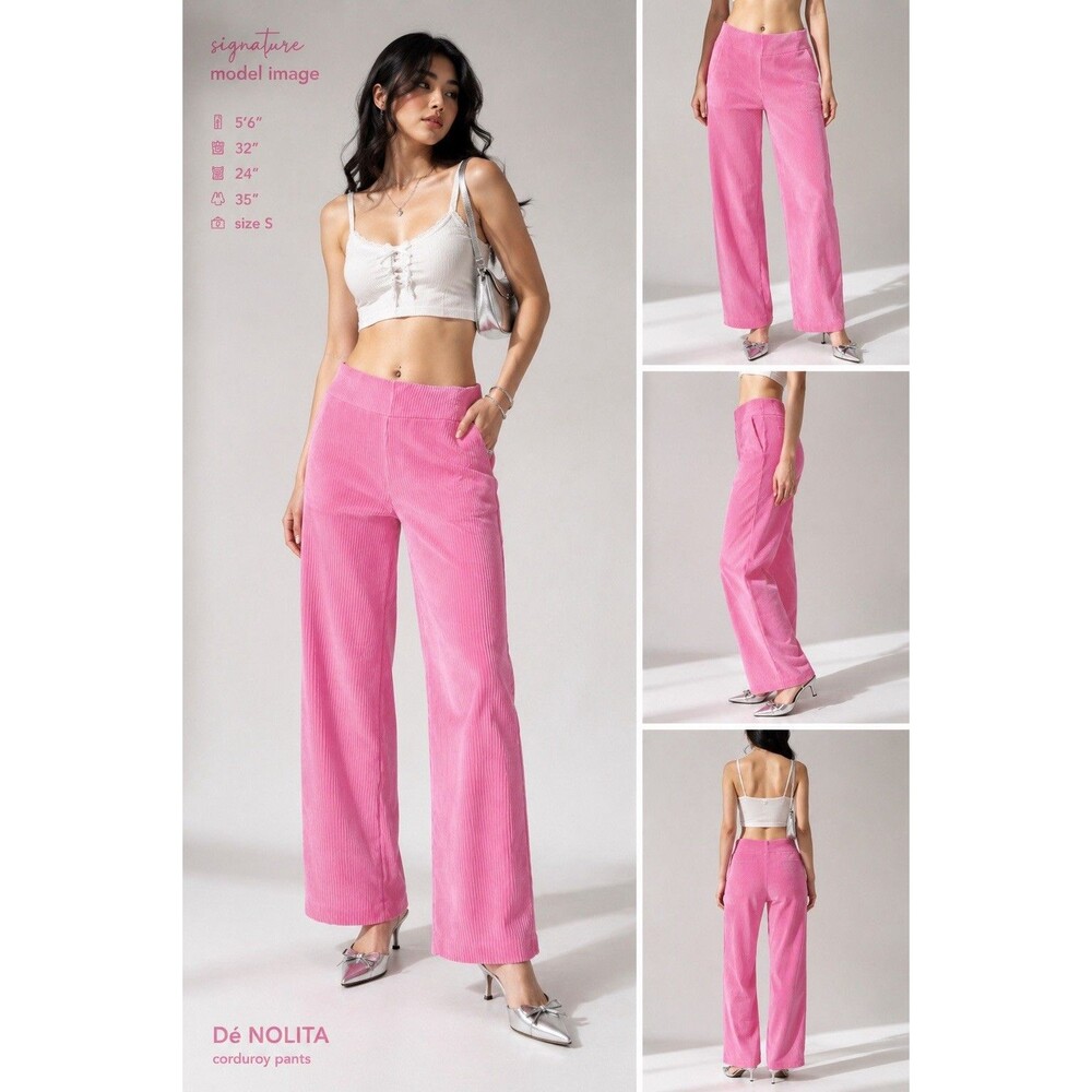 Pink Corduroy High Rise Trousers Women’s Size M Preppy Modern Retro Chic NWOT